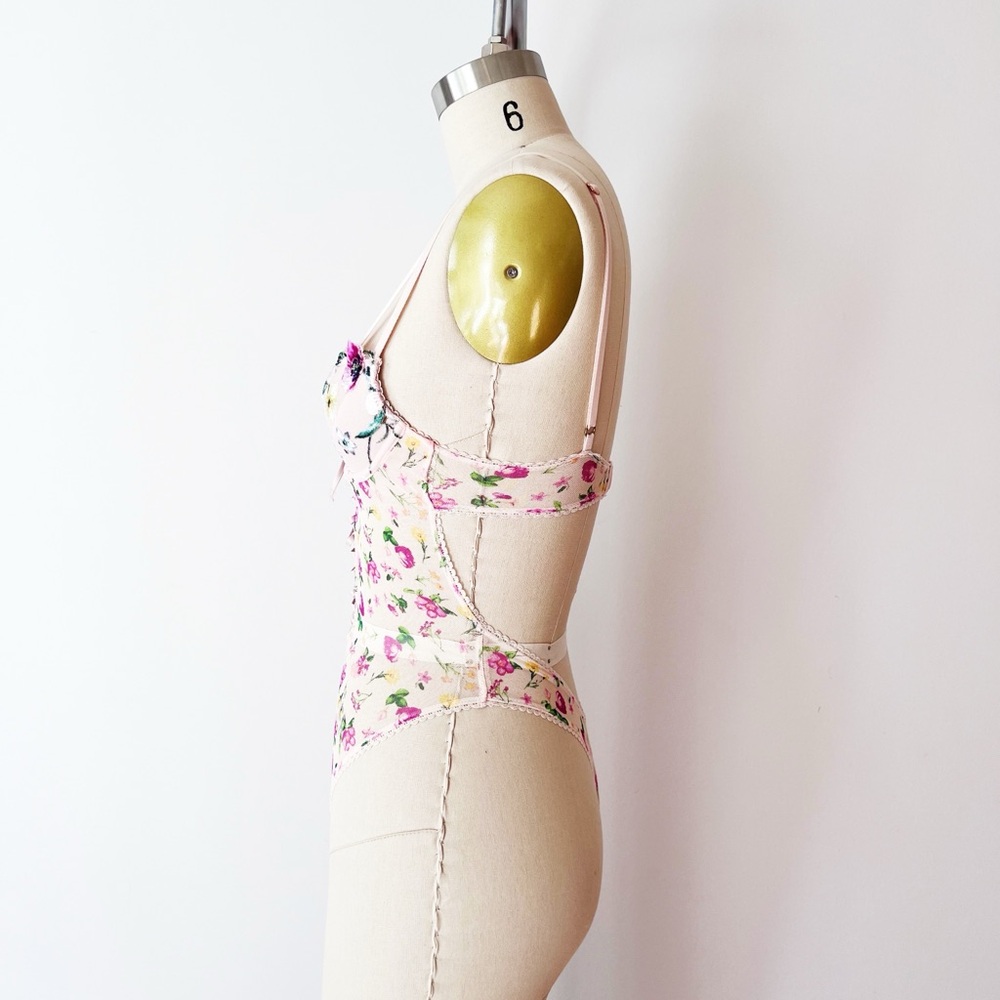Victoria's Secret Spring Bouquet Lace-Up Wicked Balconette Teddy Coquette - Picture 2 of 8